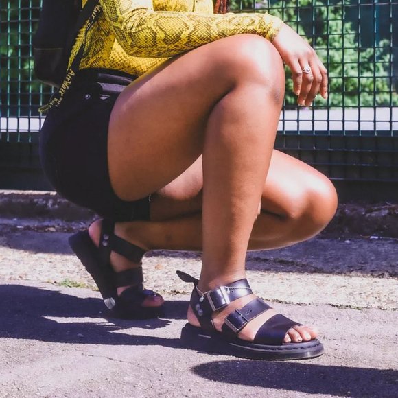 Dr. Marten's Gryphon Brando Sandals - Leather Buckle Flatform - Black Women US 9 - Picture 8 of 15